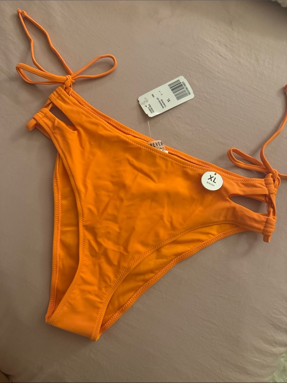 Forever 21 Bright Orange Tie-Side Bikini Bottom
